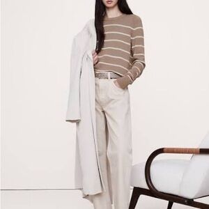 Striped Banana Republic Cotton-Silk Crew Neck Sweater